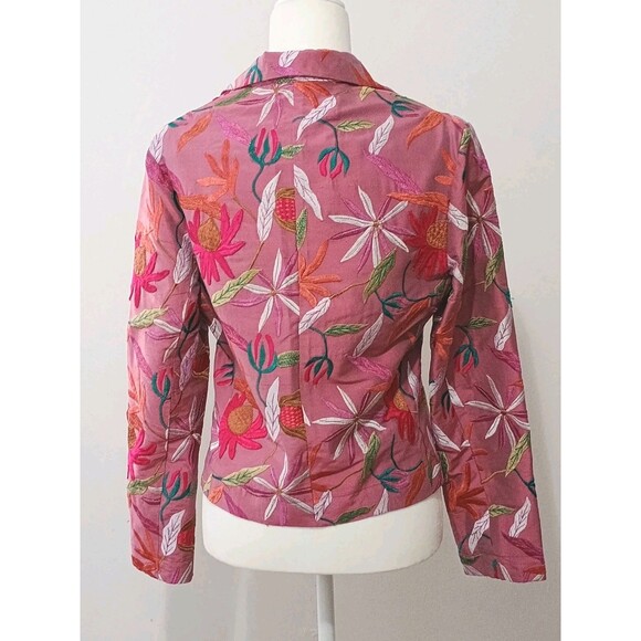 Daniela Vecchi Pink Floral Embroidered Blazer Jacket Italy Size 44 US 8 - Picture 2 of 8
